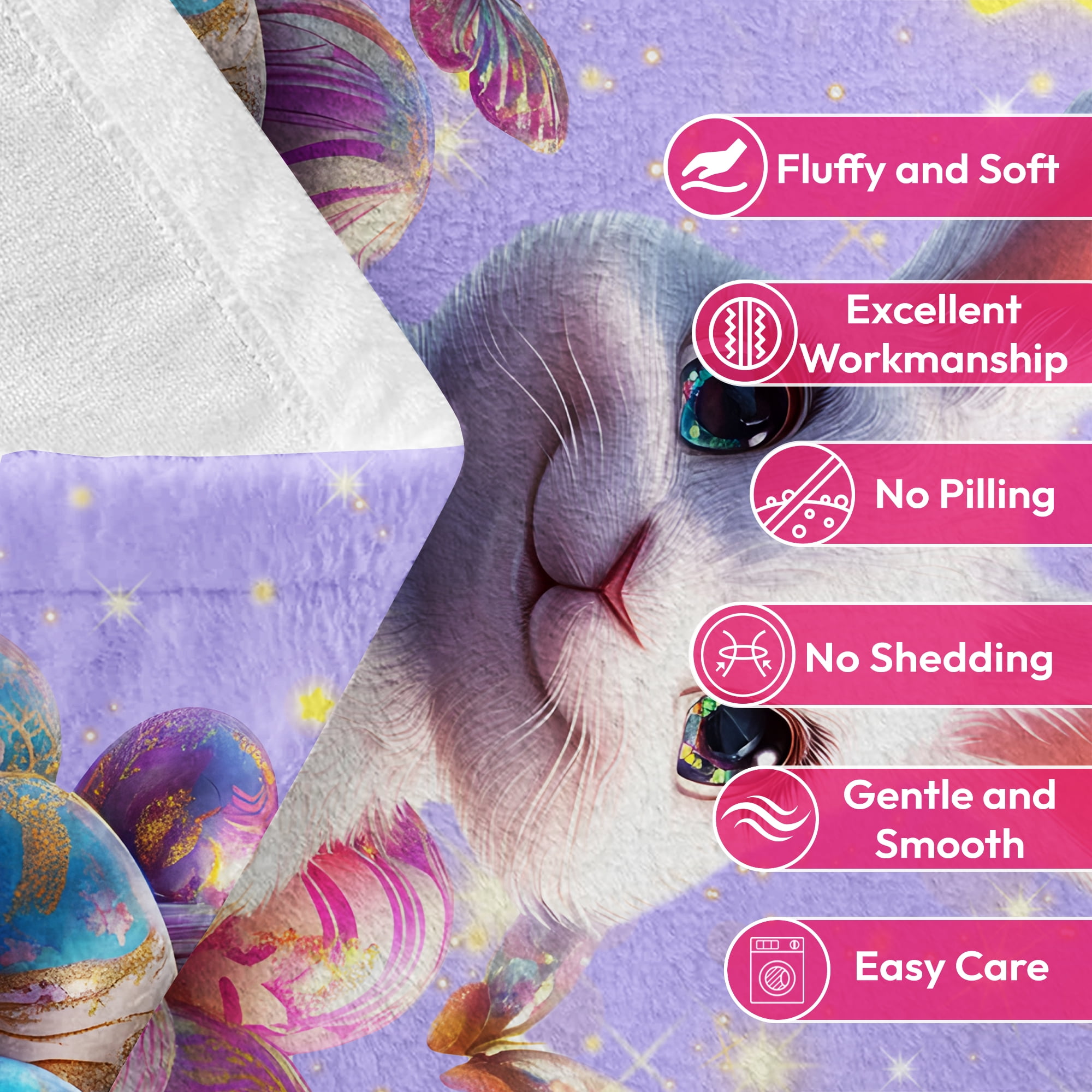 Easter Throw Blanket, Warm Fleece Flannel Bed Blanket, Lightweight Easter Blanket for Sofa Bed Couch 60"x80"