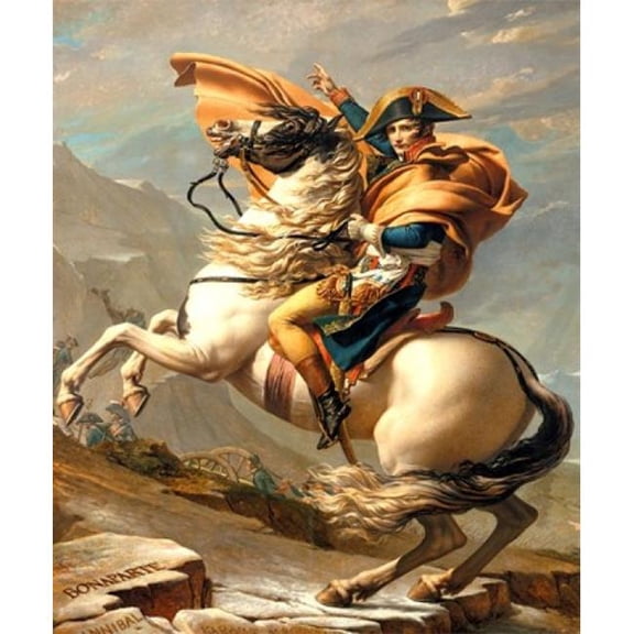 Napoleon Crossing The Alps at The St Bernard Pass Poster Print by Jacques-Louis David - 22 x 28 in.