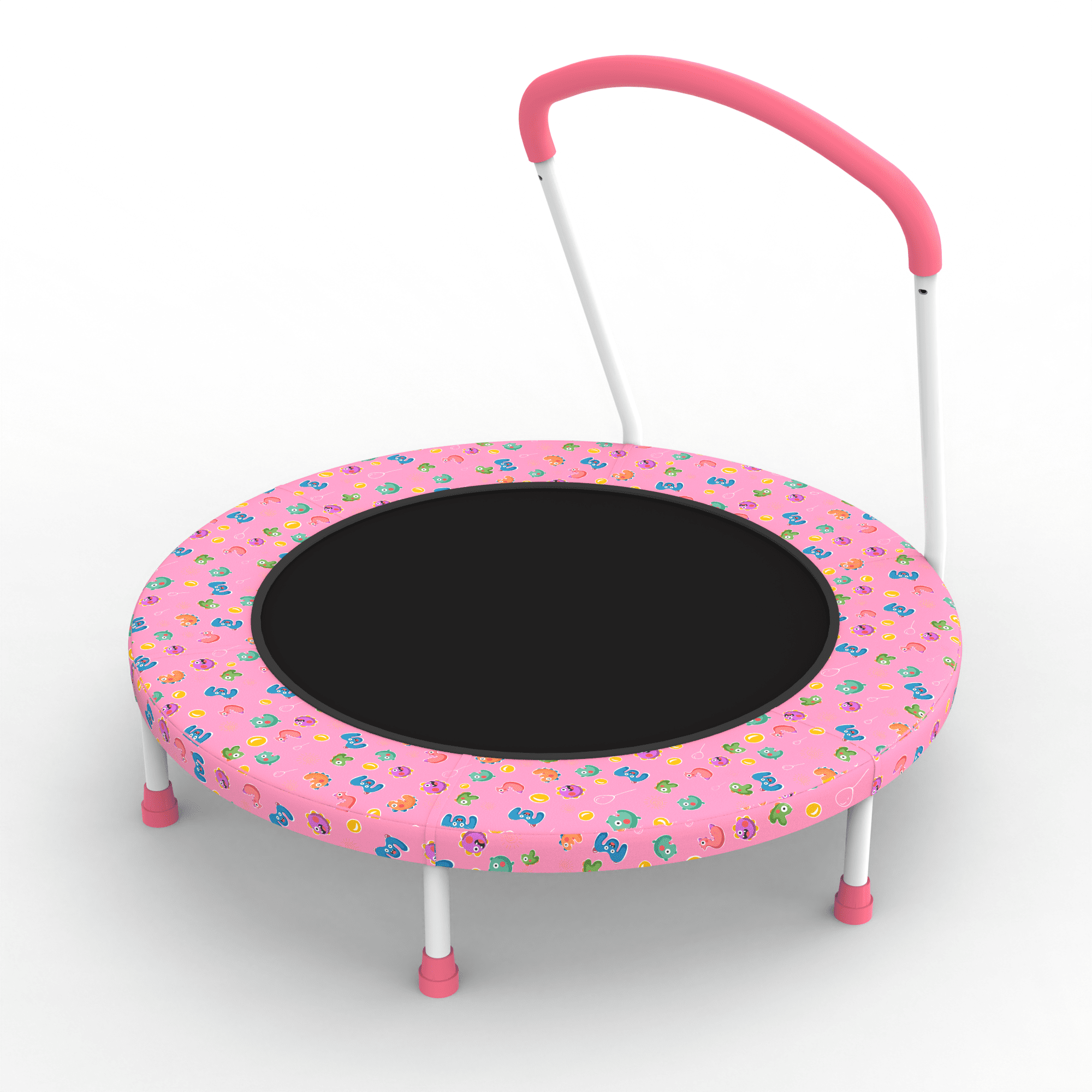 Leumius 36" Trampoline for Kids,3 Foot Indoor Outdoor Trampoline with Foam Handle,No-Gap Safe Design,Kid Trampoline with Safety Enclosure Net for Boys Girls, Ages 1-8,Pink