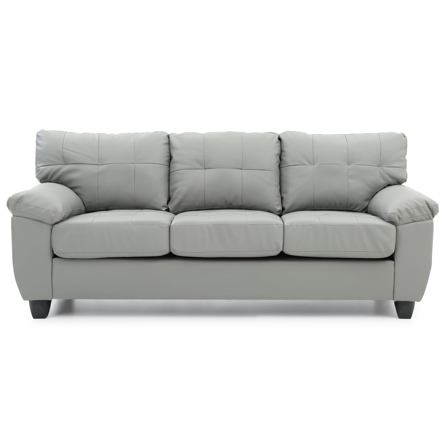 Glory Furniture Gallant Faux Leather Sofa in Gray