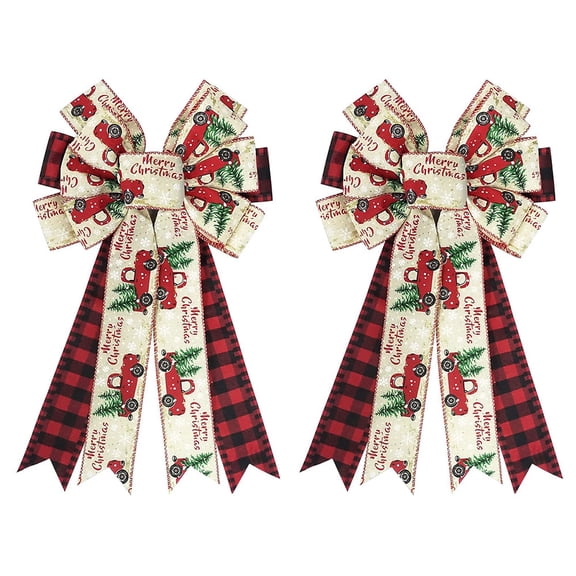Hying Large Christmas Bow for Wreath, Red Black Buffalo Plaid Bows for Front Door Decor