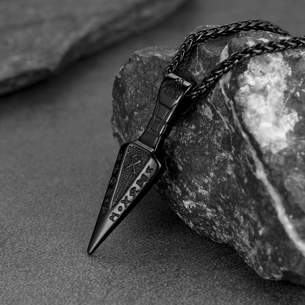 FaithHeart Runic Odin's Gungnir Spear Head Pendant Necklace