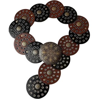 Wide Disc Belt PU Leather Waist Belt Metal Buckle Boho WWAYBEI Y2k Wide Boho Disc Belt for Women Vintage Concho  main image 4