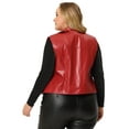 thumbnail image 4 of GRACE & GRANDEUR Plus Size Leather Motorcycle Vest for Women Zip Up Notch Lapel Riding Club Biker Vests Jacket Christmas 3X Red, 4 of 5