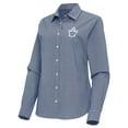 thumbnail image 2 of Women's Antigua Navy Toronto Maple Leafs Porter Woven Tri-Blend Long Sleeve Button-Up Shirt, 2 of 3