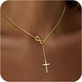 thumbnail image 6 of CFIOZYOS Cross Necklace for Women 14K Gold/Silver Plated Dainty Infinity Long Pendant Charm Necklace Trendy Non Tarnish Waterproof Jewelry Simple Religious Christian Baptism Faith Jewelry Gifts, 6 of 11