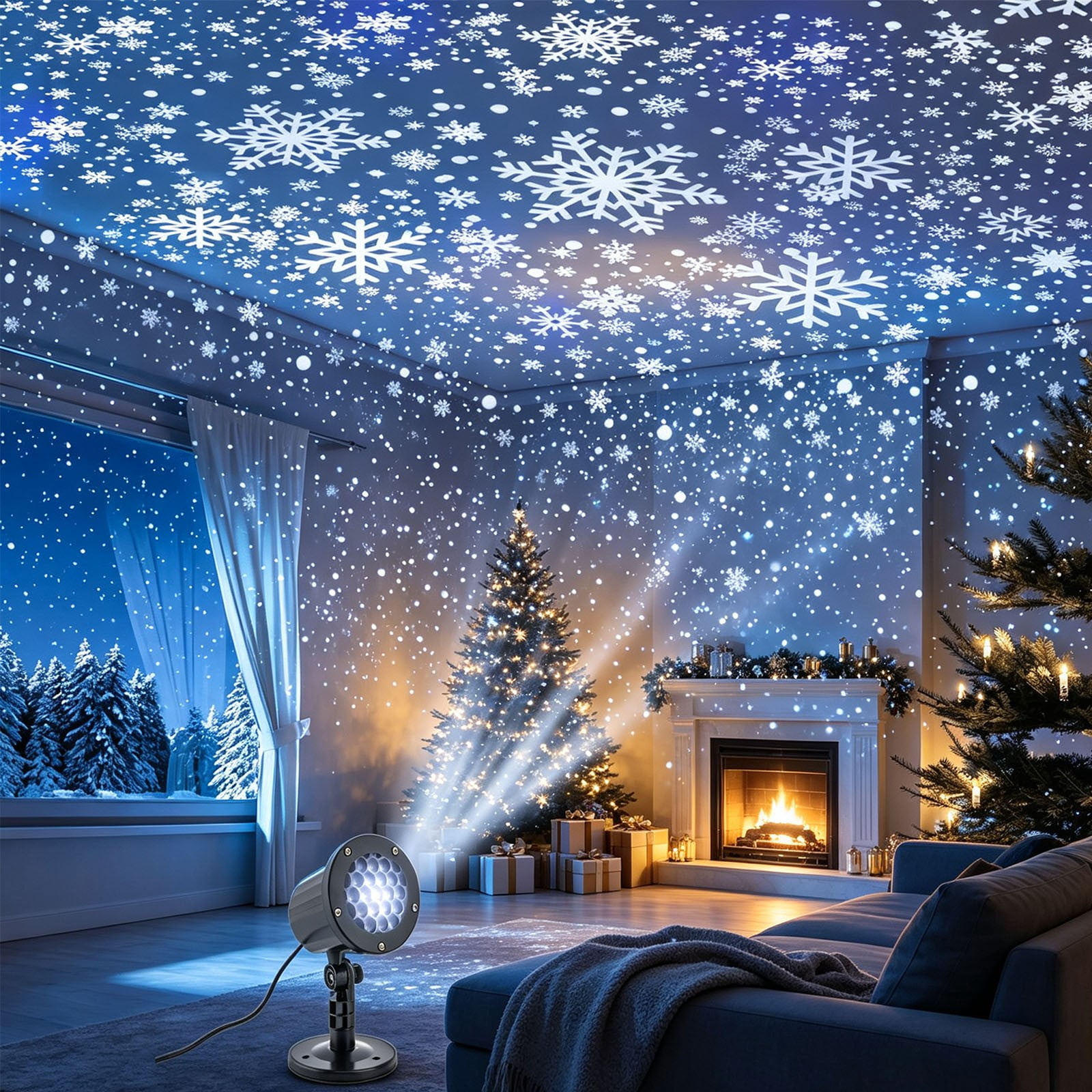 Darzheoy Christmas Snowflake Projector Light Waterproof Snow Projection Lamp LED Yard Window Accent Christmas Decorations Indoor Outdoor for Yard Window
