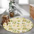thumbnail image 4 of Round Area Rug 3ft,Summer Farm Lemon Washable Carpet Non-Slip Runner Accent Rugs Indoor Floor Mat for Bedroom Living Room Decor,Vintage Country Fruit on Newspaper, 4 of 9