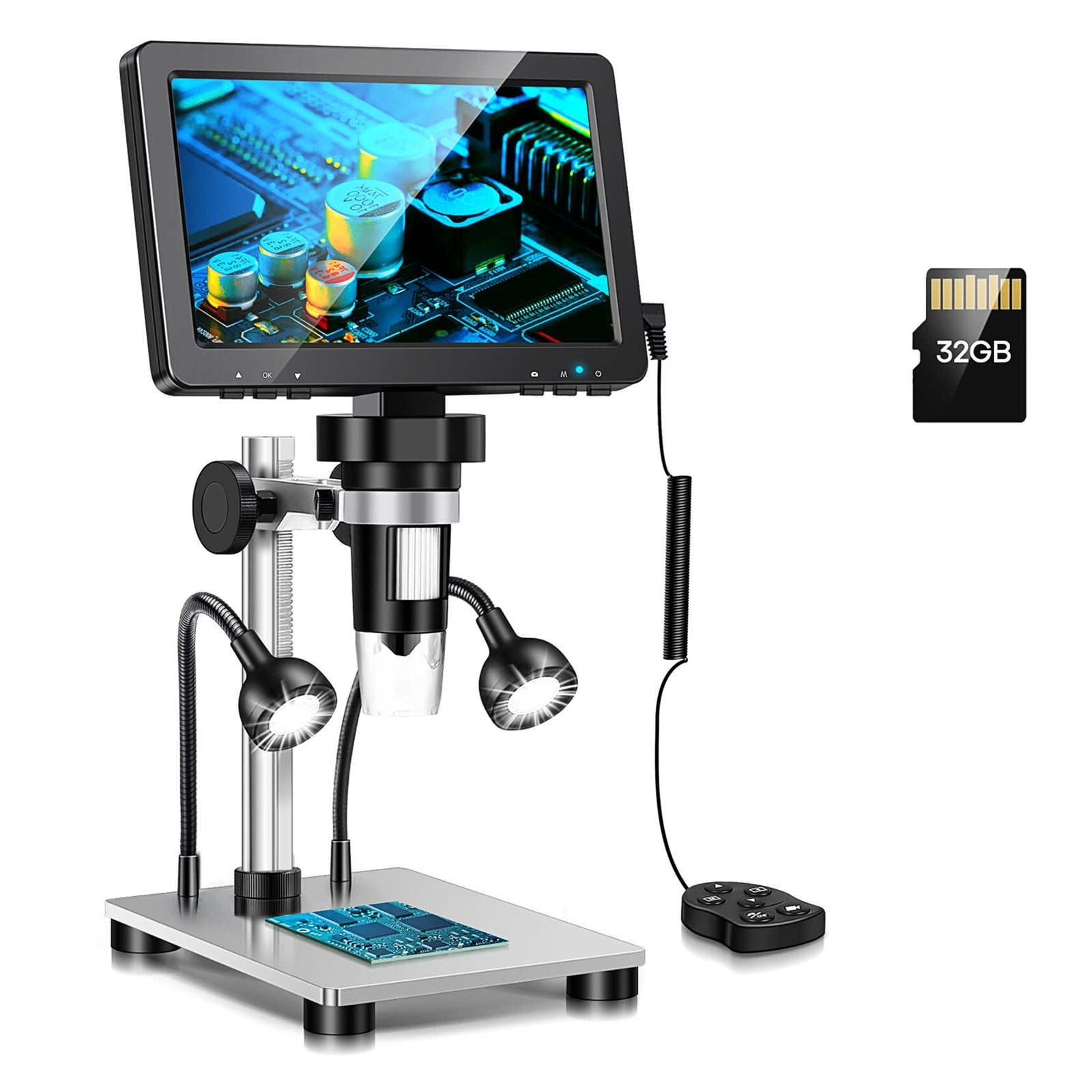 7'' LCD Scope DM9 1200X Digital 1080P HD Scope Soldering Repair Tool Coin Magnifier With 10 LED Light