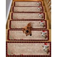 thumbnail image 2 of Red Christmas Stair Treads for Wooden Steps Indoor Runner Rug Carpet,Cow Snowflake Red Plaid Farmhouse Wooden Winter 15 Pieces Peel and Stick Staircase Step Treads Covers Throw Door Mats,30"x8", 2 of 7