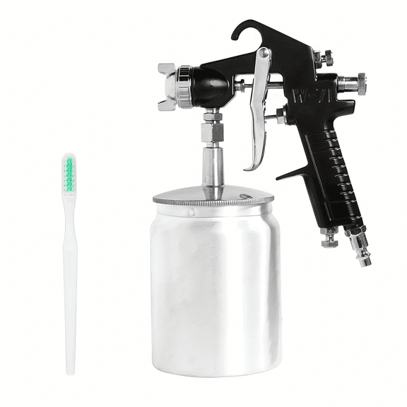 W-71 Suction Feed Air Spray Gun with 750cc Aluminum Cup, 1.5mm Nozzle, Professional Pneumatic Paint Sprayer for Automotive, Furniture, Woodworking & Industrial Painting