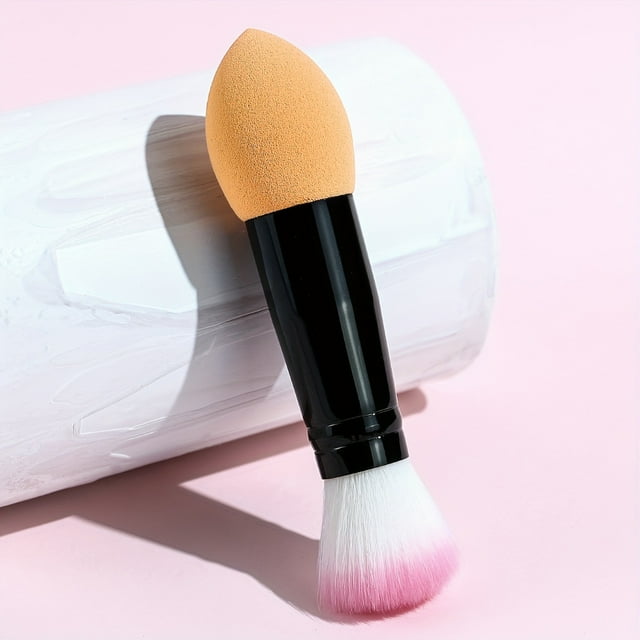 LNGOOR Dual-Ended Latex Makeup Brush - Fragrance-Free Nylon Bristles For All Skin Types | Versatile Face & Eye Blending Tool With Abs Handle