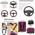 thumbnail image 5 of Jeiento Leopard Print 15 Piece Car Seat Covers Full Set with Auto Steering Wheel Cover Seat Belt Strap Protector Pink Cup Holder Trash Bag Air Vent Storage Pocket Rearview Protector Keychain, 5 of 7