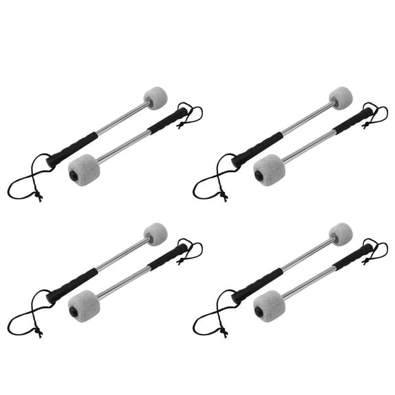 8Pcs Bass Drum Mallet Felt Percussion Mallets Timpani Sticks with Stainless Steel Handle,White
