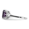 thumbnail image 4 of 14K White Gold Ring Band Gemstone Amethyst Trillion Purple center Stone Mounting Octagon Emerald, Size 5, 4 of 5