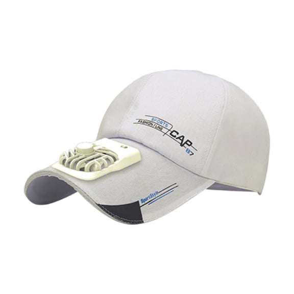 Voska Adult Sun Hat With Fan UPF50 Cooling Cap USB Rechargeable Foldable Outdoor Hat White