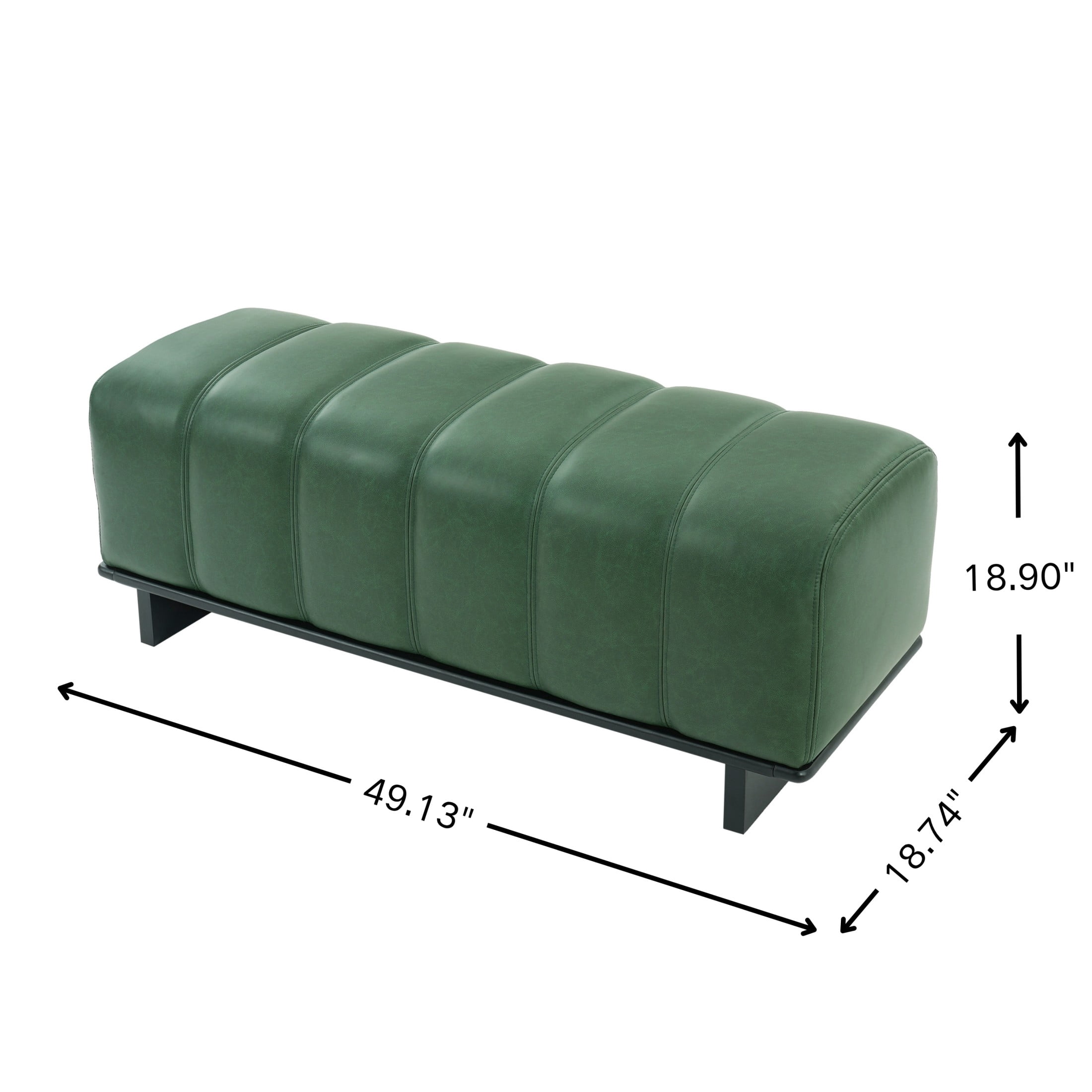 Christopher Knight Home 49.1" Modern PU Leather Dining Bench with Rubberwood Legs, Green