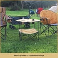 thumbnail image 4 of ARROWHEAD OUTDOOR 28” Portable Folding Table, 4 Cup Holders, No Sag Surface, Compact, Round, Carrying Case, Steel Frame, High-Grade 600D Canvas, Lower Storage Area, USA-Based Support (Tan), 4 of 7