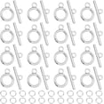 thumbnail image 2 of 1box 1 box 60 sets Bracelet Toggle Clasps and Closures Toggle Jewelry Clasps Alloy Silver t-Bat Connector Clasp with Open Jump Rings for Jewelry Making Necklace Bracelets Supplies Craft, 2 of 6