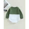 thumbnail image 4 of GXFC Infant Baby Boys Fall Contrast Color Rompers Sweatshirts Newborn Boys Long Sleeve Patchwork One Piece Jumpsuits with Pocket Toddler Boys Autumn Bodysuit Clothes 0-24M, 4 of 9