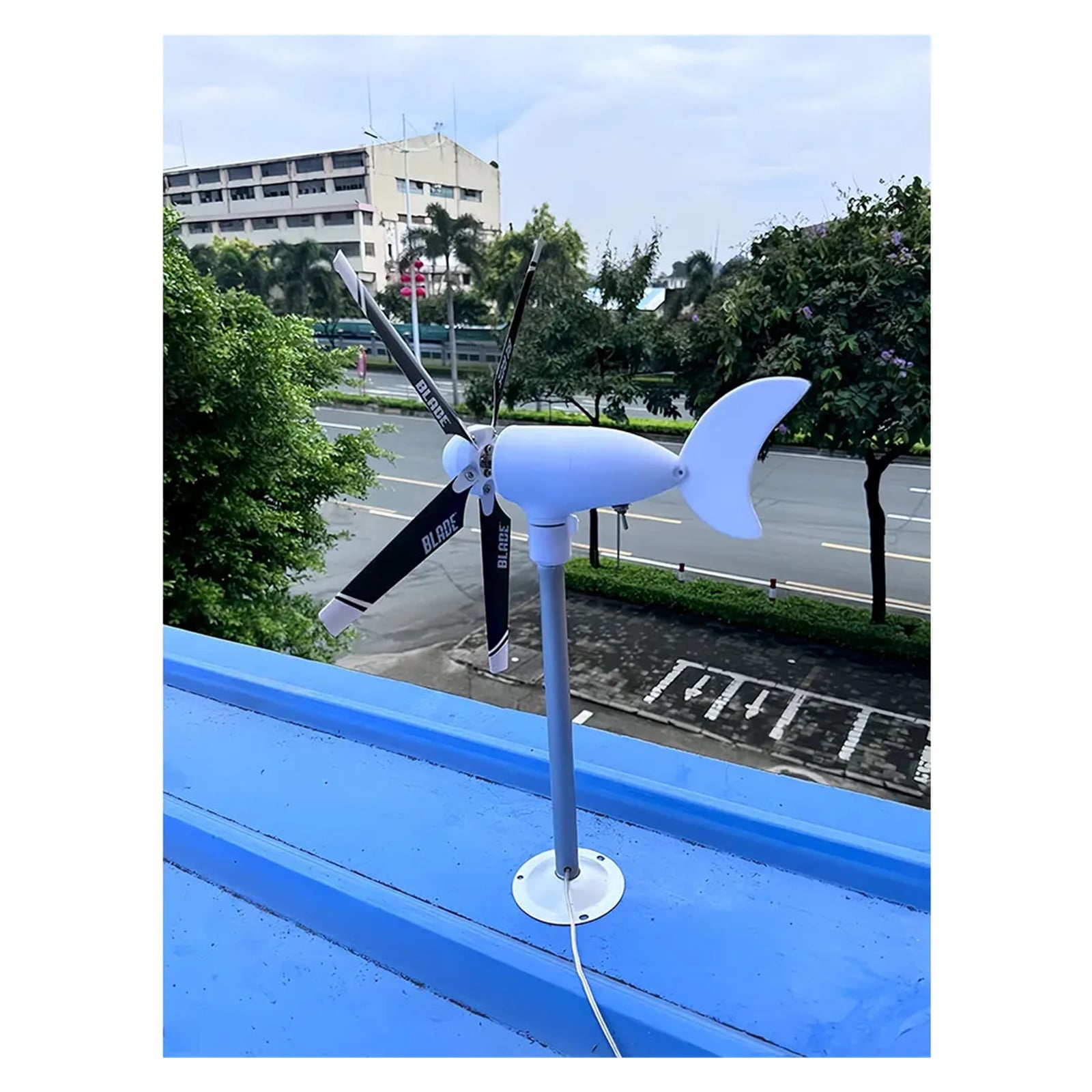 Portable Vertical Axis Five Blade Wind Tur-bine Model Three-phase Permanent Magnet Generator With Gentle Wind Start - NEW 5 PIECES