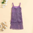 thumbnail image 4 of FhsagQ Dress Summer Easter Dresses for Girls Girls Flapper Dress Sequins Fringe Latin Dance Dress Tassel Tango Dress Girls Easter Dresses Size 7 Girls Easter Dresses Size 10-12 Purple 7-8 Years, 4 of 7