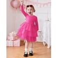 thumbnail image 3 of Arshiner Toddler Tutu Dress Girls Long Sleeve Fall Winter Tiered Formal Party Tulle Dresses for Kids, 3 of 5