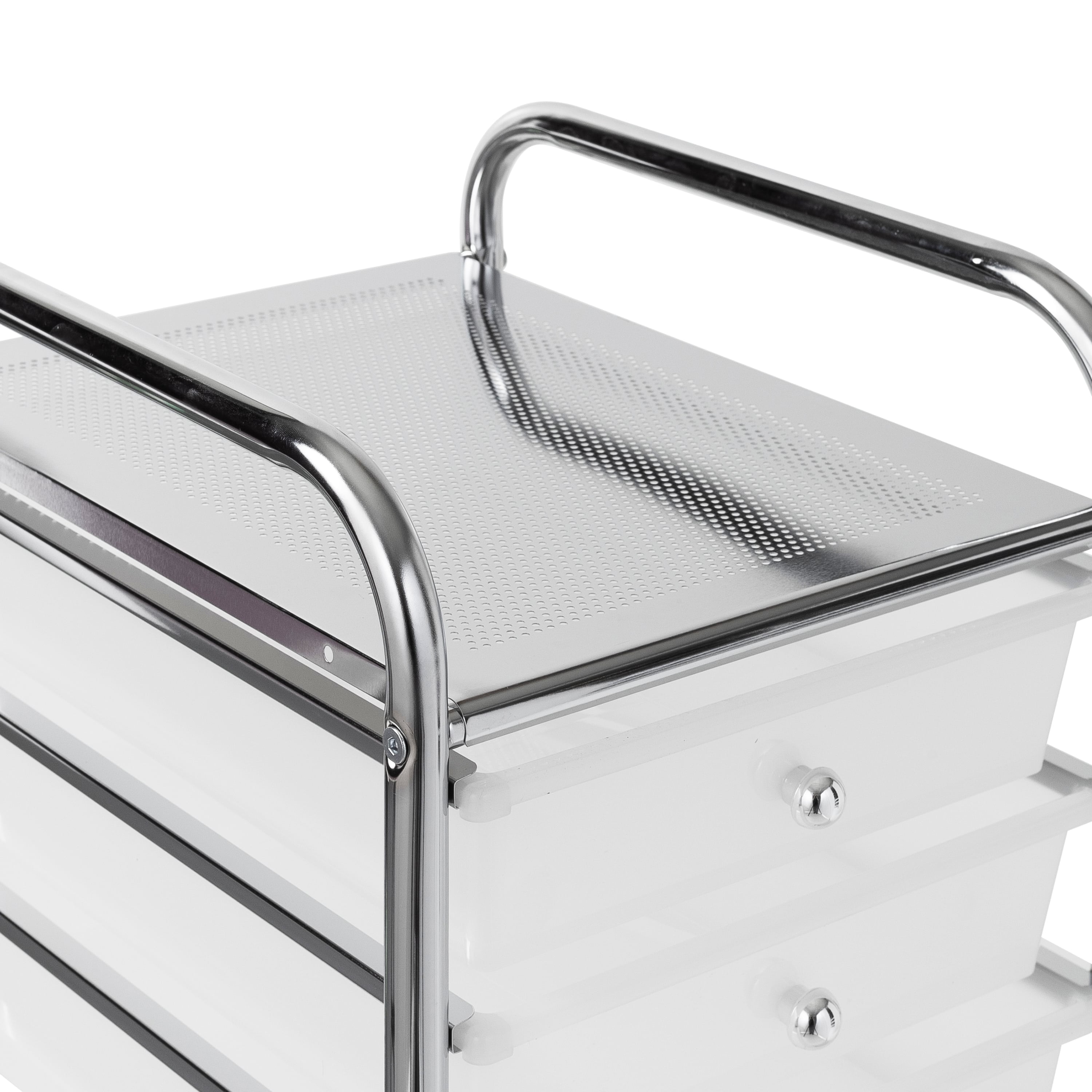 Hello Hobby 10-Drawer Multi-Color Rolling Craft Cart, Clear/Chrome