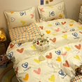 thumbnail image 1 of Pink Rabbit With Clothes Bedding Set Cute Animals Quilt Cover Kawaii For Girls Gift Polyester High Quality Sheet  Pillowcase, 1 of 7