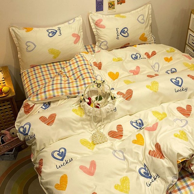 Pink Rabbit With Clothes Bedding Set Cute Animals Quilt Cover Kawaii For Girls Gift Polyester High Quality Sheet Pillowcase