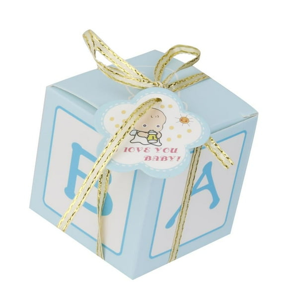 12 cajas de papel con cinta estampada gruesa para regalos de fiesta, cajas de embalaje para dulces Azul