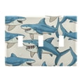 thumbnail image 2 of Happy Cartoon Sharks Light Switch Plate Covers 2 Gang Wall Plate Plastics Outlet Covers for Kitchen Home Office Decor, 2 of 8