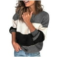 thumbnail image 2 of shpwfbe womens sweaters women color block striped v neck sweater long sleeve knit pullover jumper tops, 2 of 8