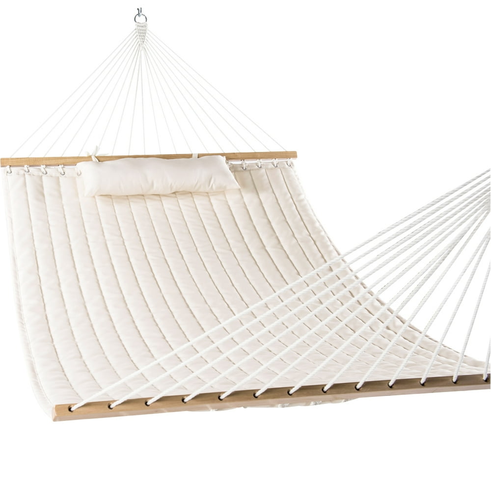 Lazy Daze Hammocks Double Quilted Fabric Swing with Pillow, 55'', Beige