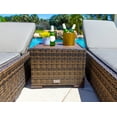 thumbnail image 3 of Sorrento 3-Piece Resin Wicker Outdoor Patio Furniture Chaise Lounge Set in Brown w/ Two Chaise Lounge Chairs and Side Table (Flat-Weave Brown Wicker, Polyester Light Gray), 3 of 7