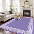 thumbnail image 3 of Area Rug 72×108in, Retro Greece Purple Back Pattern Floor Carpet Living Room Rug, Abstract Geometric Texture Non-Slip Welcome Mat Indoor Rugs for Bedroom Dining Room, 3 of 9