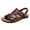 Brown, variant on Puntoco Men Sandals Clearance,Men'S Breathable Leather Beach Sandals Shoes Slides Outdoor Slippers Brown