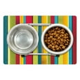 thumbnail image 1 of Vintage Rainbow Pet Mat for Food and Water, Ragged Aged Vertical Stripes with Retro Halftone Effects Dirty Grained Look, Non-Slip Rubber Mat for Dogs and Cats, 18" X 12", by Ambesonne, 1 of 2