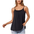 thumbnail image 4 of Bosfbaoi Pajama Tops For Women Spaghetti Strap Camisole Ruffled Hem Solid Color Sleepwear Camisole, 4 of 5