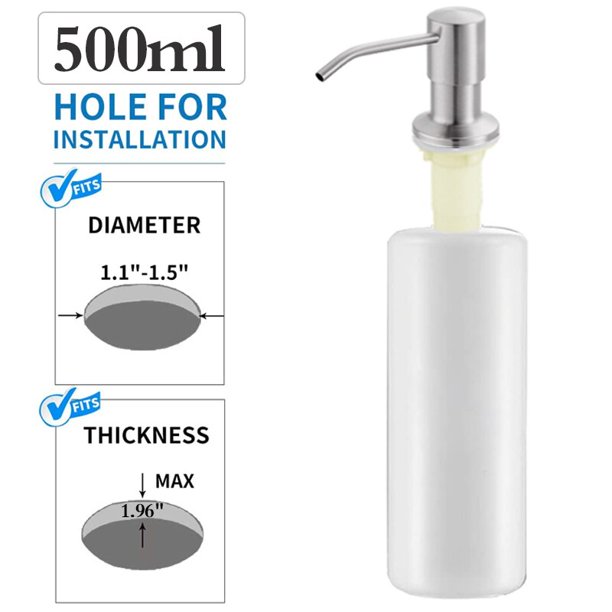 Dispensador de jabón para platos de cocina de 500ml, dispensador de bomba de jabón para fregadero, contenedor de líquido para lavar platos con detergente incorporado de acero inoxidable Tan Jianjun unisex
