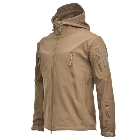 Outdoor Jackets For Women Stand Collar Hooded Zip Up Cardigan Casual Sports Stylish Outwear With Zipper Pockets (XL, Khaki)