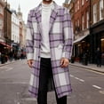 thumbnail image 2 of Yangnuo Mens Fashion Warm Plaid Coat Jackets 2025 Fall Winter Mens Trench Coat Long Casual Lapel Winter Wool Plaid Coat With Pockets, 2 of 6