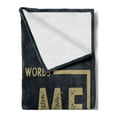 thumbnail image 2 of Hug Soft Flannel Fleece Throw Blanket, Modernistic Square Stamp Like Romantic Text Just 2 Words Hug Me, Cozy Plush for Indoor and Outdoor Use, 70" x 90", Dark Tan Dark Night Blue, by Ambesonne, 2 of 5