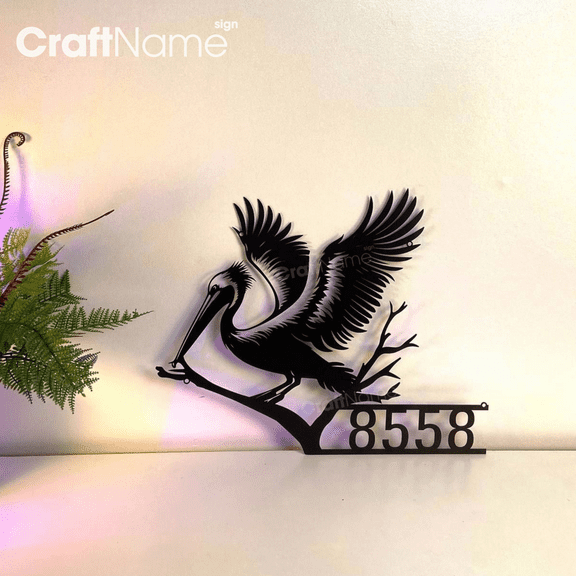 Craftnamesign Custom Pelican Metal Address Sign, House Number Hanging Address Plaque
