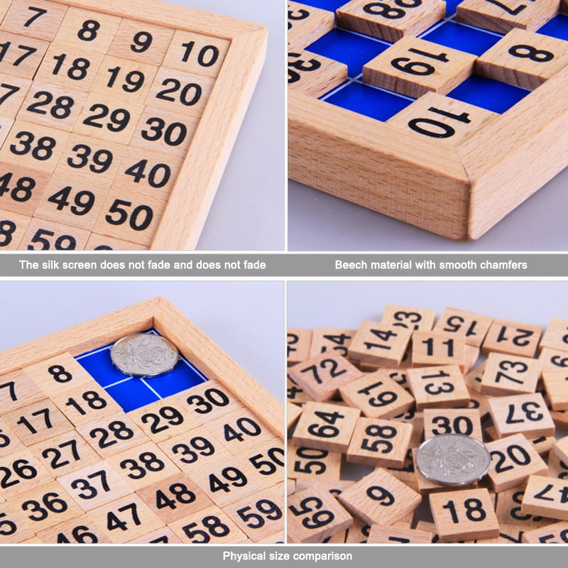 Wooden Toys Hundred Board Montessori 1 100 Consecutive Numbers Educational Game 