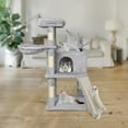 thumbnail image 2 of 38 Inch Cat Tree, Cat Tower Condo, Cat House Furniture with Hammock and a Large Sisal Scratching Board, Grey, 2 of 8