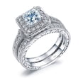 thumbnail image 2 of Women's 2.50ct Halo Style Princess Cut Cubic Zirconia Sterling Silver Wedding Ring Set, 2 of 4