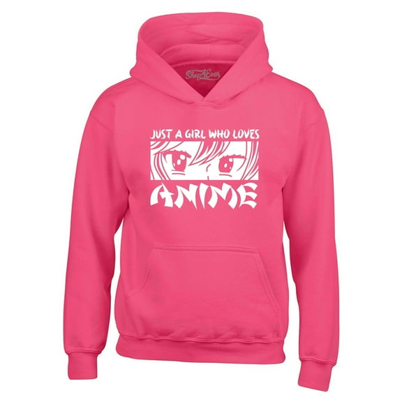 Shop4Ever Men's Just A Girl Who Loves Anime Hooded Sweatshirt Hoodie Large Heliconia Pink