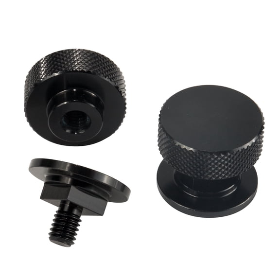 3mirrors Welding Hood (Pipeliner) Helmet Fasteners Headgear Replacement Parts Accessories Screws Flip Hood Aluminum - 1 Pair (Black Anodized Knurled)