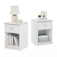 thumbnail image 5 of Furinno TIDUR Night Stand Set of 2, Modern Nightstand with Drawer, Bedside Table with Storage Shelf, End Table, Side Table, Knob Handle Drawer, for Bedroom, Living Room, Plain White, 5 of 5